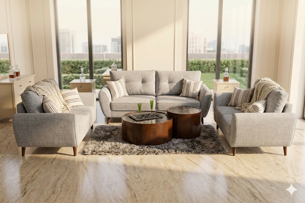 Living Room Set 3+2+1 - grey 333 – غرفة ليفينج كاملة مودرن | EGY Furniture