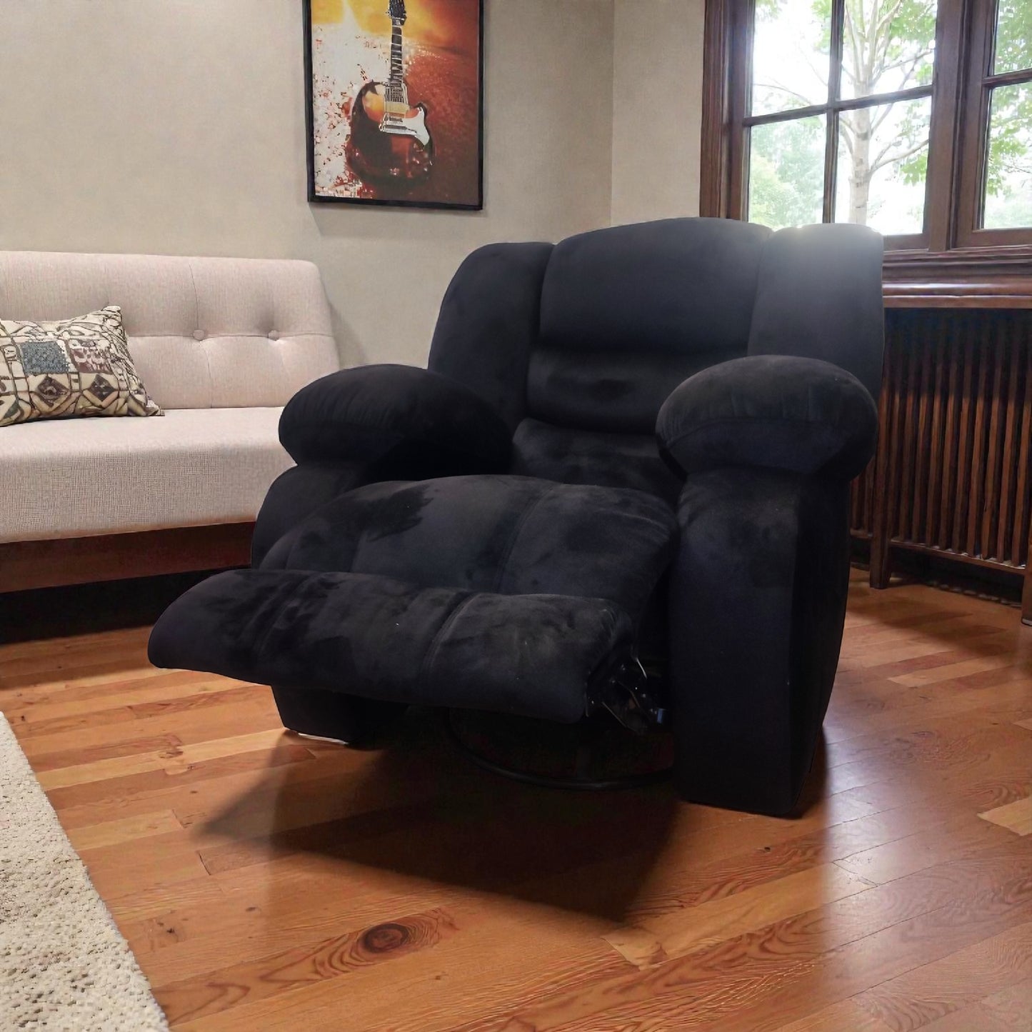 Lazy Boy Recliner Chair velvet black – كرسي استرخاء ميكانيزم مستورد قطيفة اسود H1