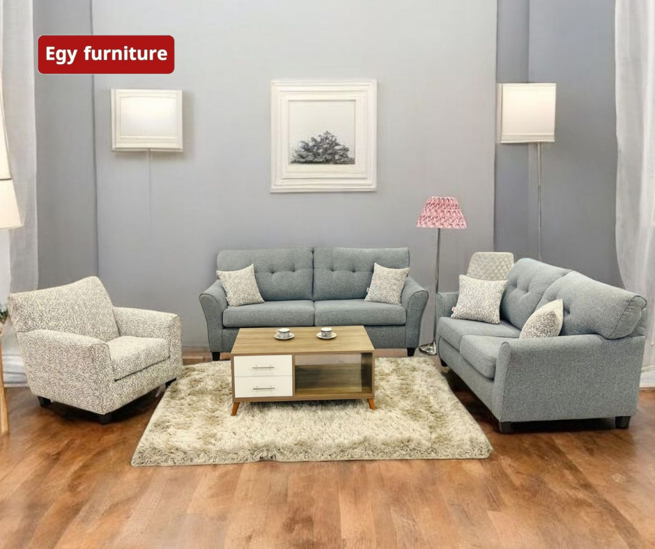 Living Room Set 3+2+1 - light blue 604 – غرفة ليفينج كاملة مودرن | EGY Furniture