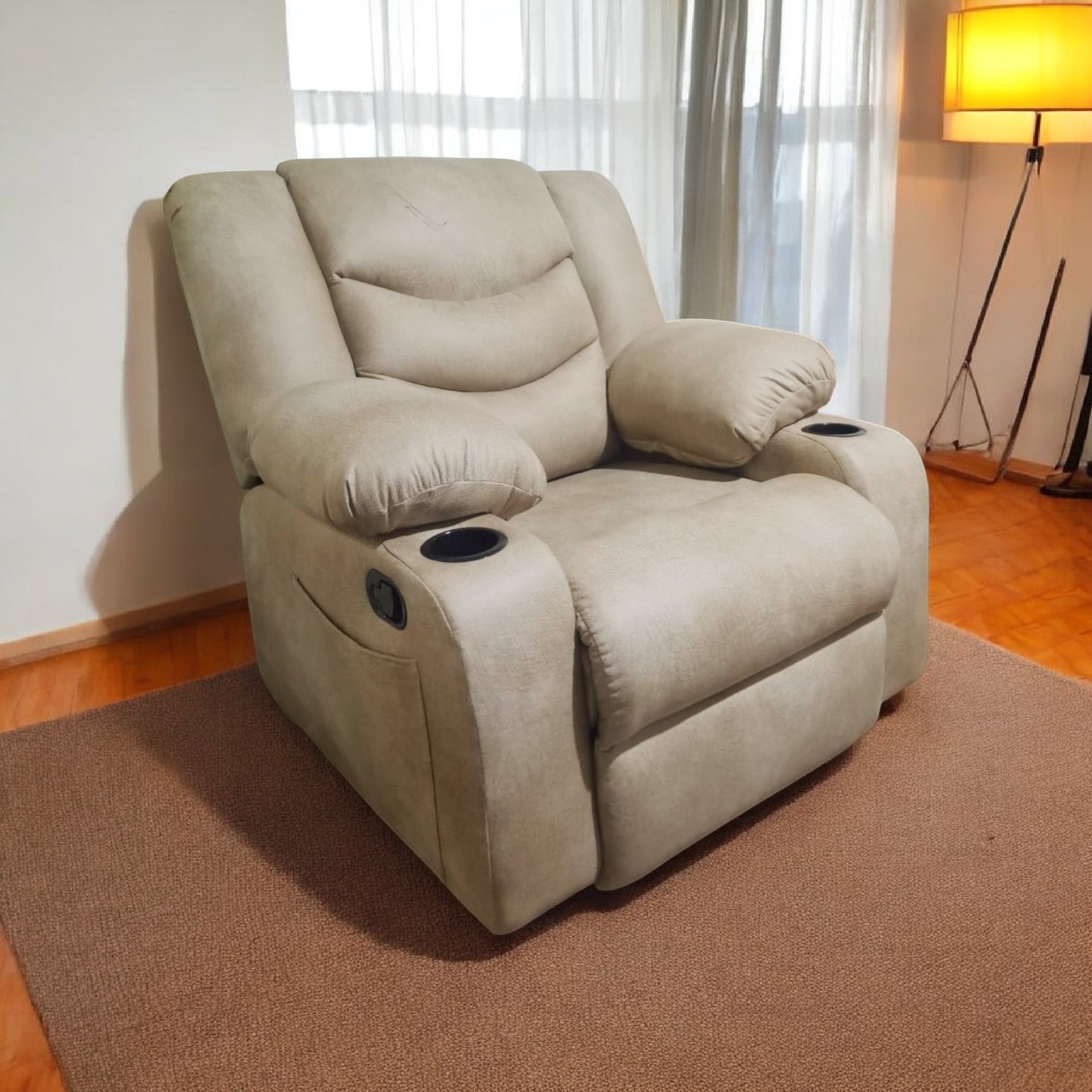 Lazy Boy Recliner Chair beige – كرسي استرخاء ميكانيزم مستورد 9200-2