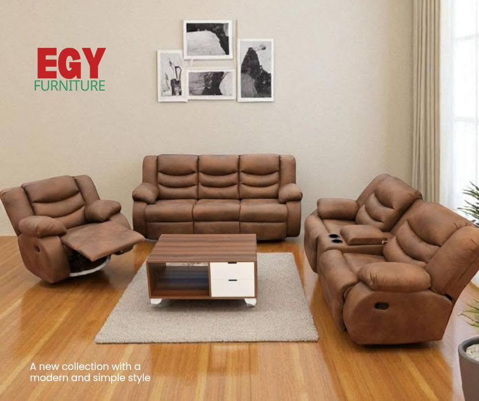 Recliner seat brown طقم ريكلاينر لون بنى 9200-3