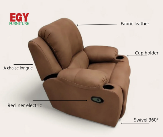 Lazy Boy electric Recliner Chair – كرسي استرخاء ميكانيزم مستورد كهرباء جلد مقلوب ناعم  smart 3