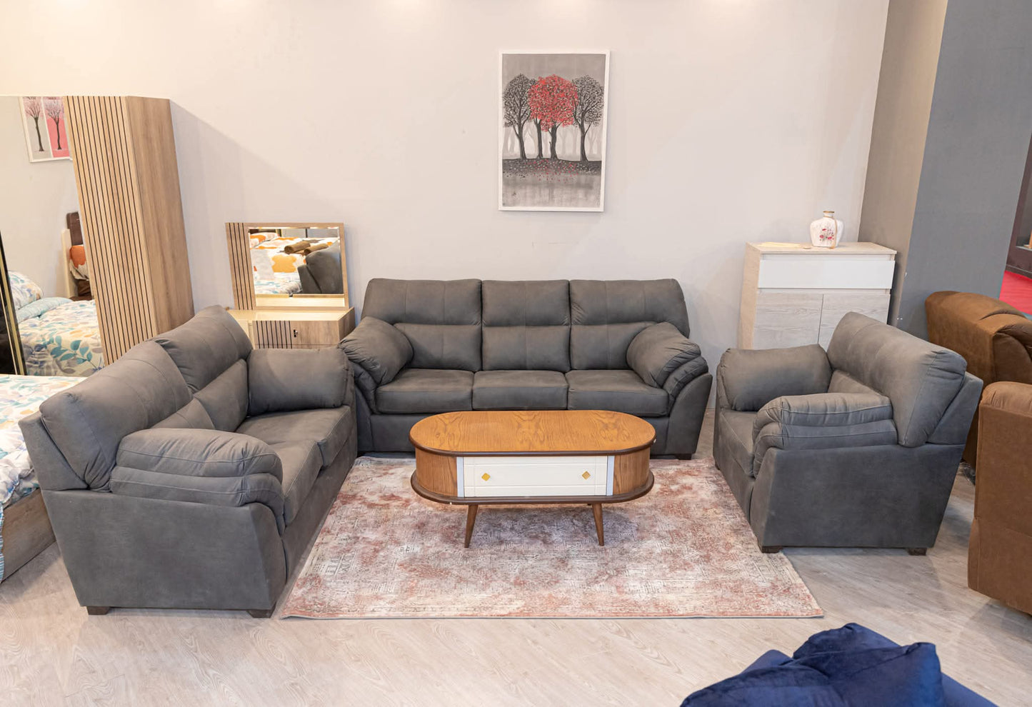 Living Room Set 3+2+1 - grey 356 – غرفة ليفينج كاملة مودرن | EGY Furniture