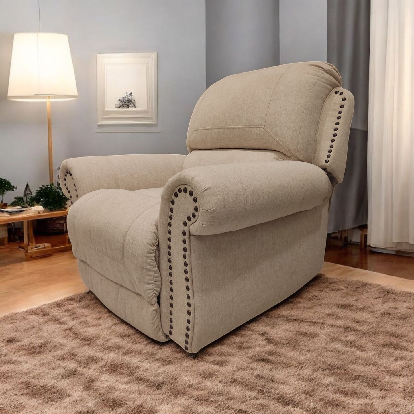 Lazy Boy Recliner Chair new classic linen – كرسي استرخاء ميكانيزم مستورد نيو كلاسيك بيج 319 كتان
