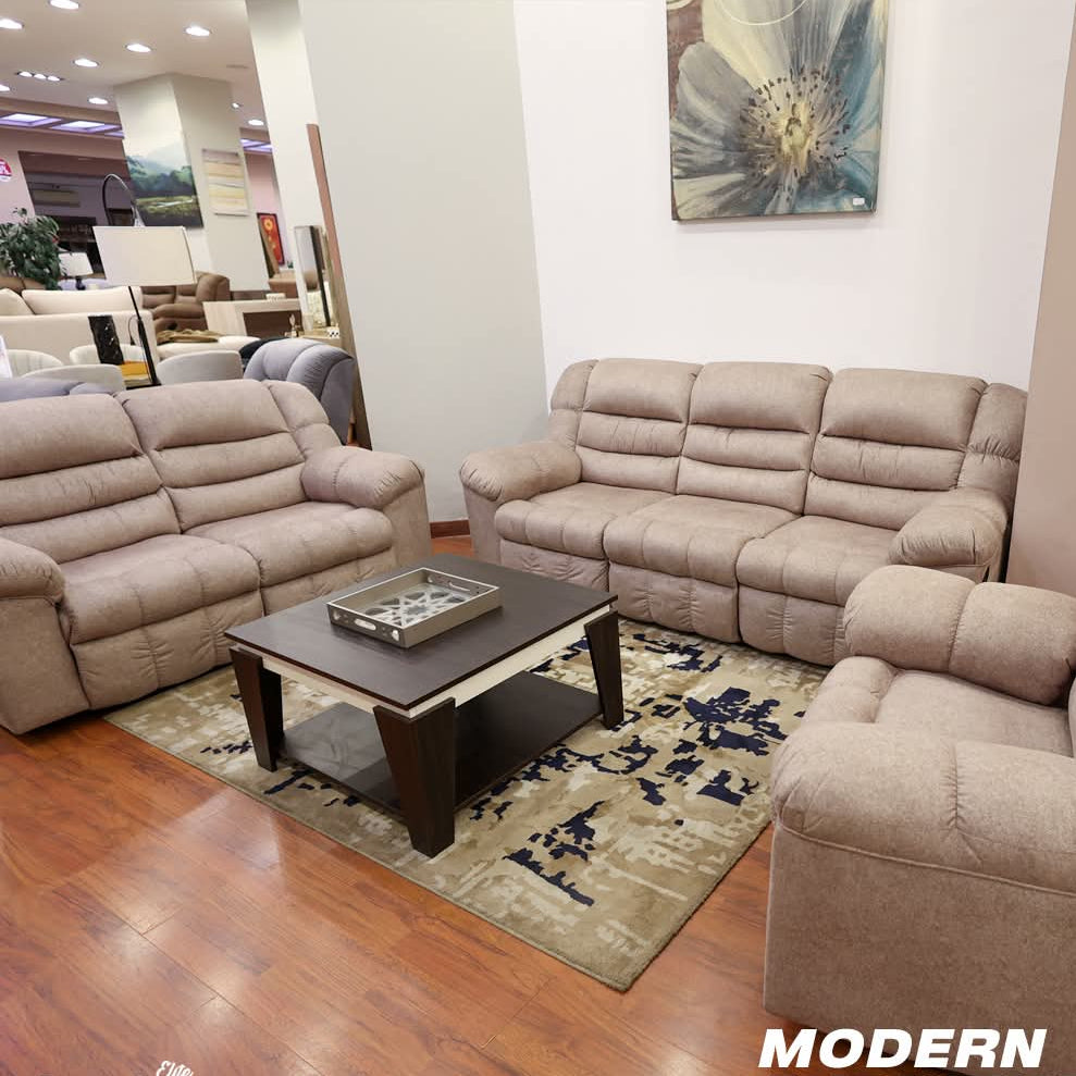 Recliner seat big beige طقم ريكلاينر بيچ 5510