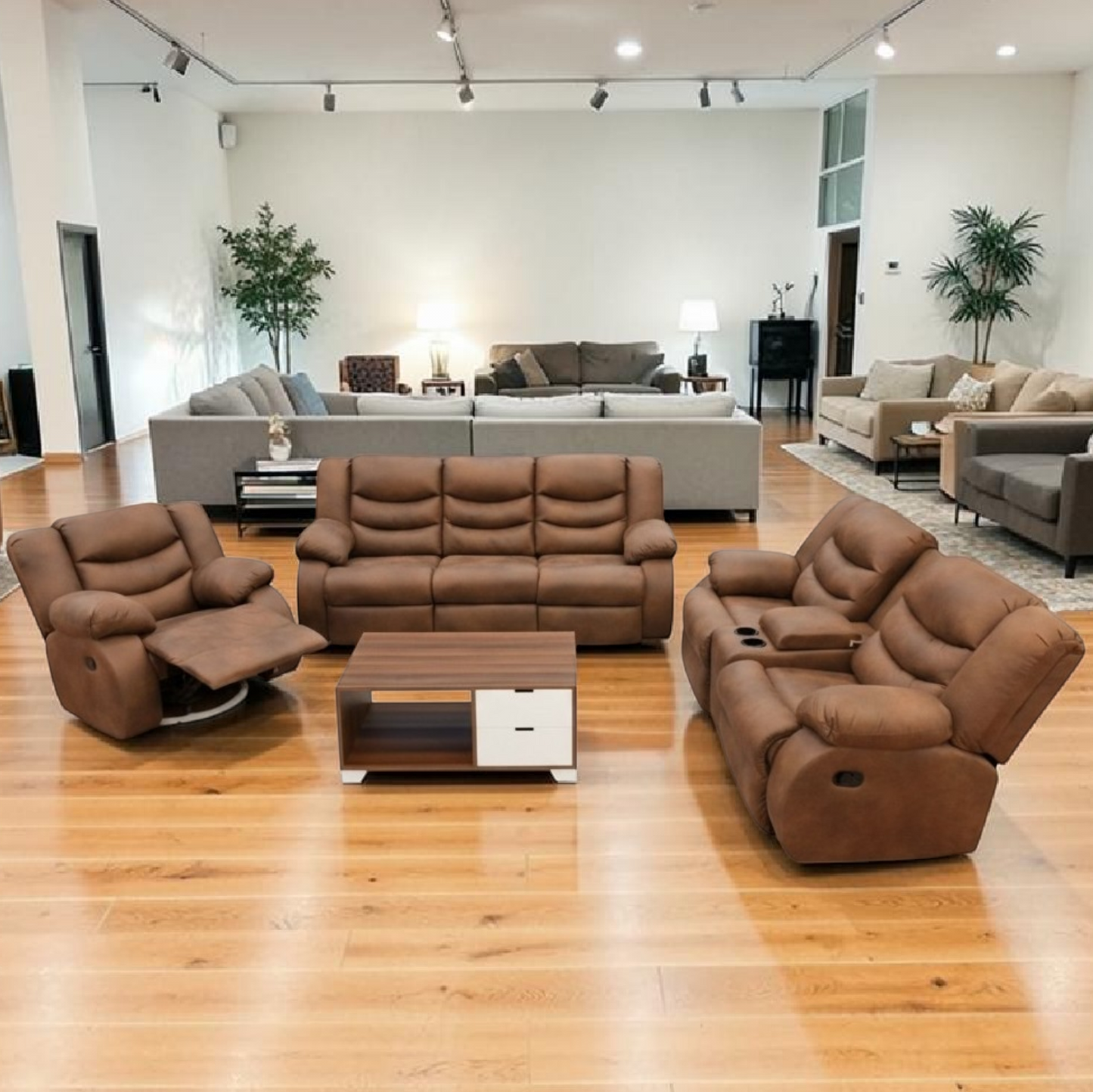 Recliner seat brown طقم ريكلاينر لون بنى 9200-3