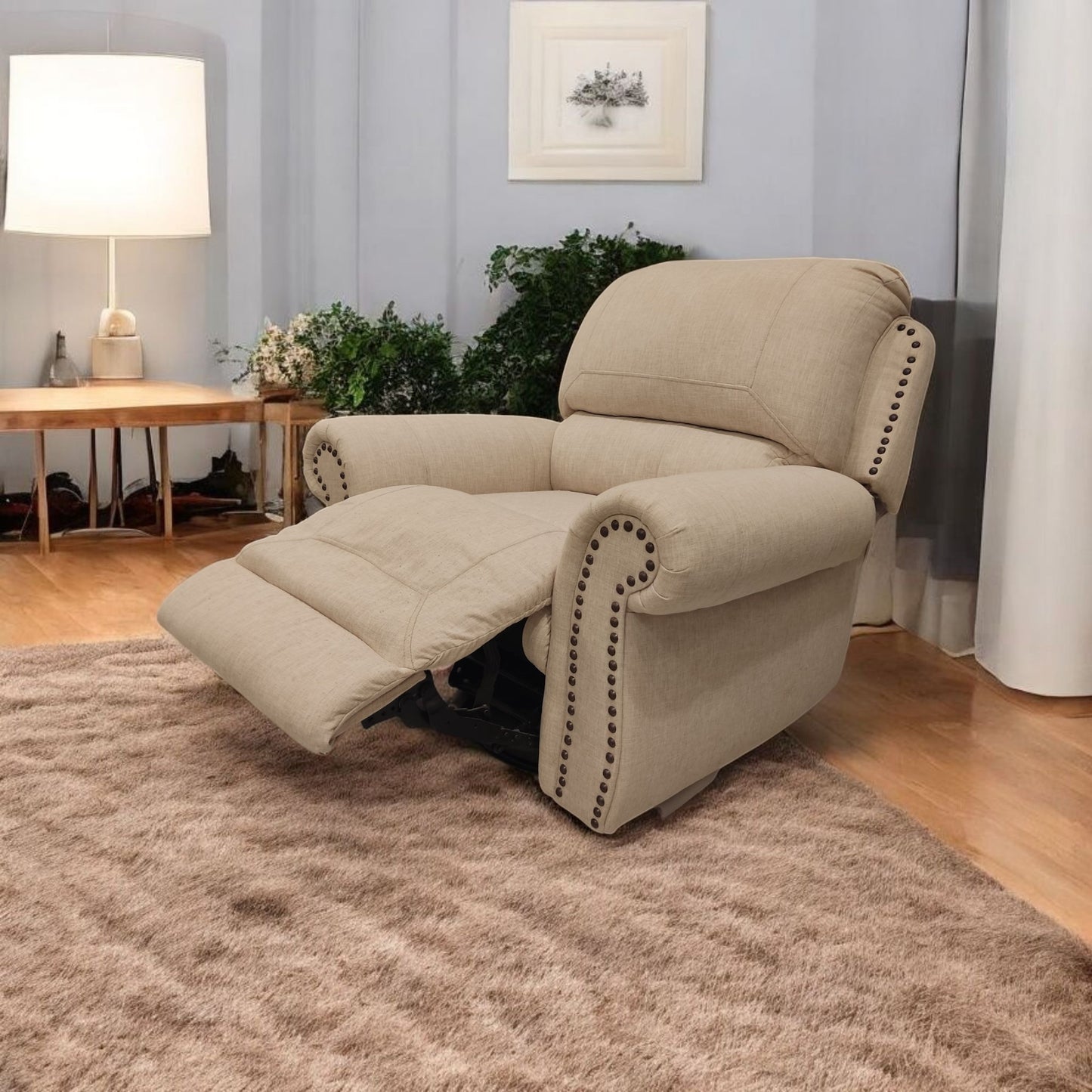 Lazy Boy Recliner Chair new classic linen – كرسي استرخاء ميكانيزم مستورد نيو كلاسيك بيج 319 كتان